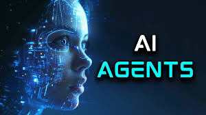 Visuel IA : profil avec circuits bleus lumineux et mention « AI AGENTS », fond sombre